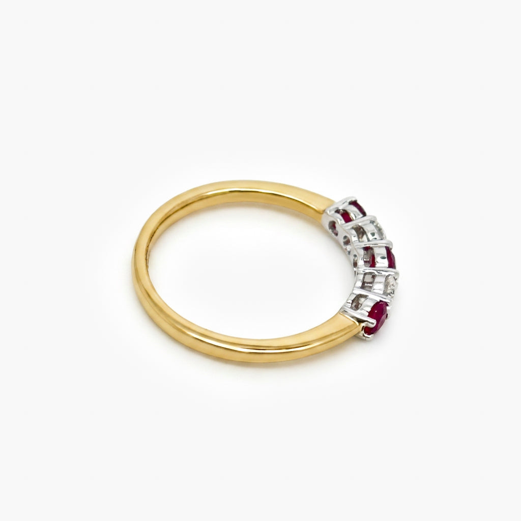 18ct Gold Ruby & Diamond Five Stone Ring