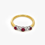 18ct Gold Ruby & Diamond Five Stone Ring
