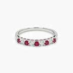 18ct White Gold Ruby & Diamond 7-Stone Half Eternity Ring