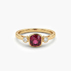 18ct Yellow Gold Rhodolite Garnet and Diamond Ring