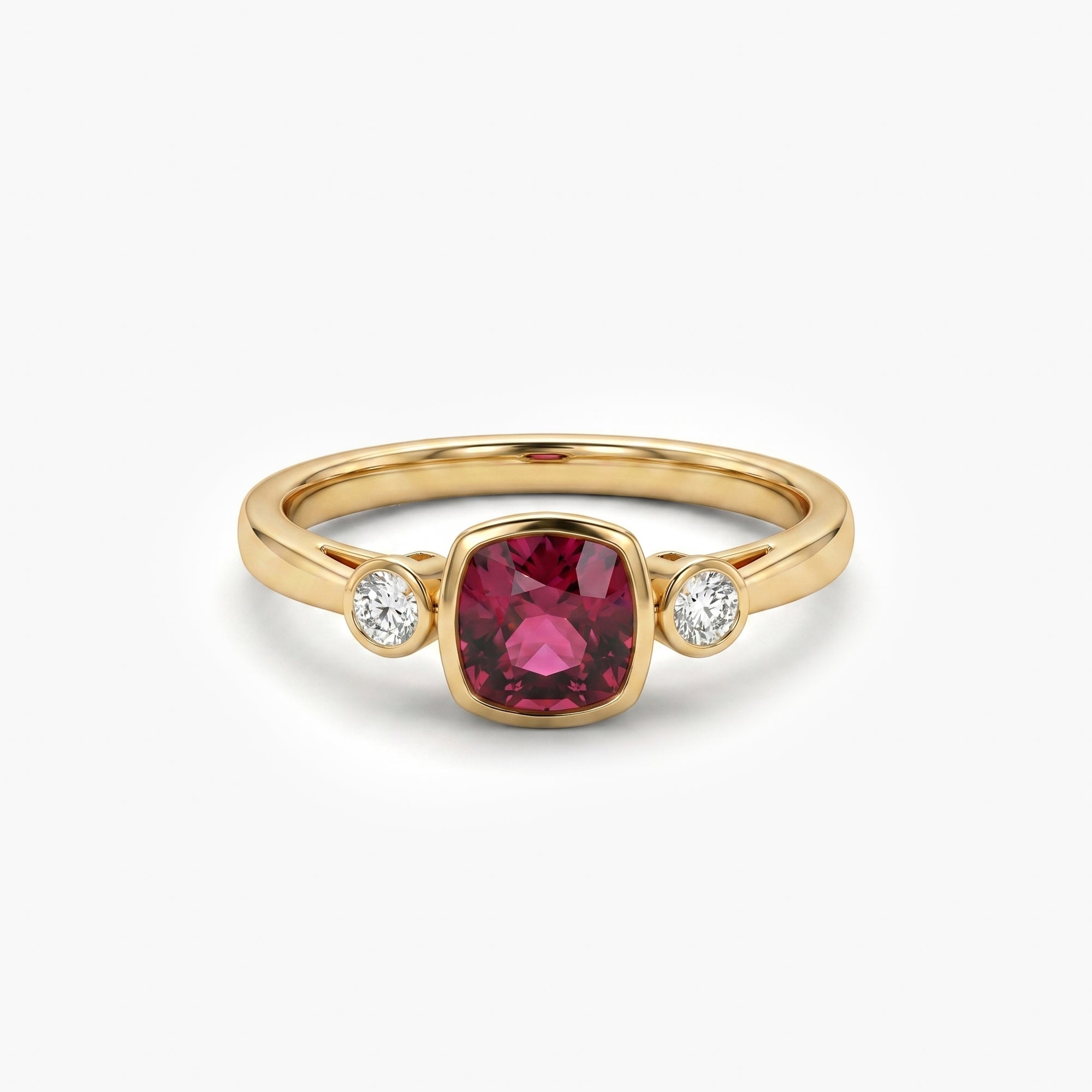 18ct Yellow Gold Rhodolite Garnet and Diamond Ring