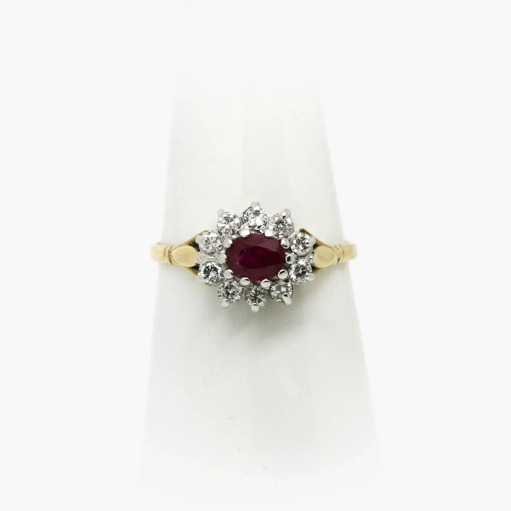 9ct Yellow Gold Ruby and Diamond Cluster Ring