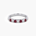 18ct White Gold Diamond and Ruby Half Eternity Ring