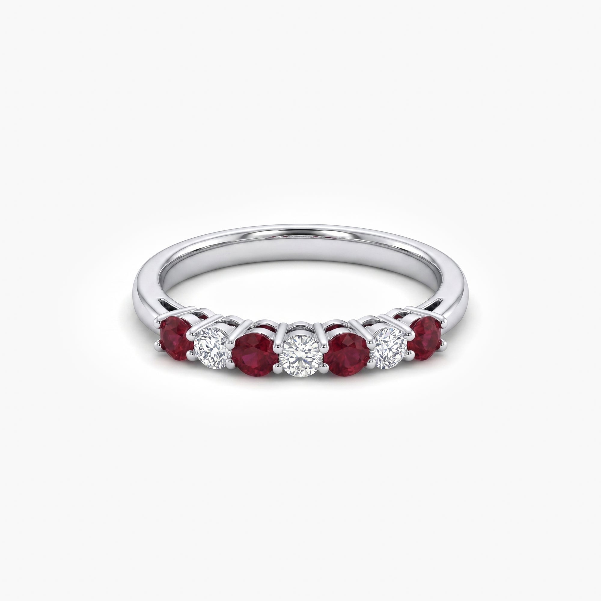 18ct White Gold Diamond and Ruby Half Eternity Ring