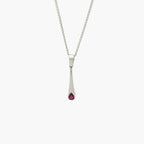 Ruby Single Stone Necklace - 9ct White Gold - Jordans Jewellers