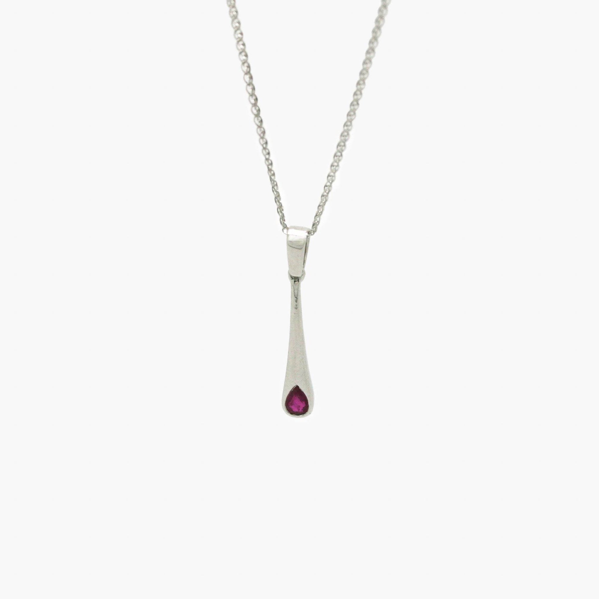 Ruby Single Stone Necklace - 9ct White Gold - Jordans Jewellers