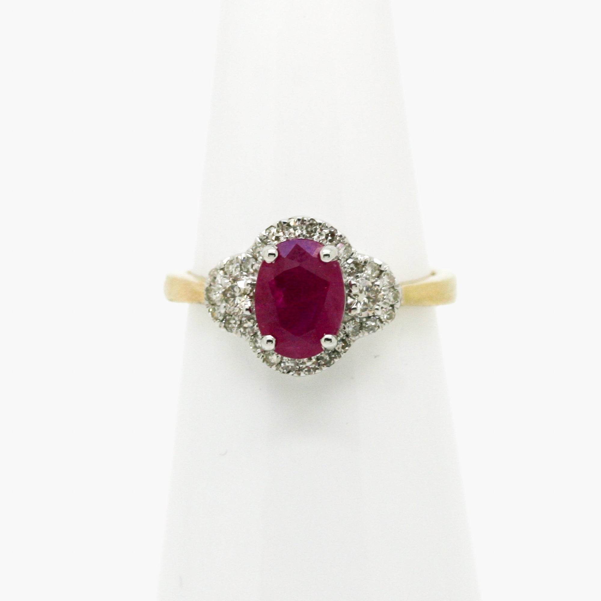 Oval Ruby & Diamond Ring in 9ct Gold - Jordans Jewellers