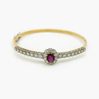 Antique Ruby 1.50ct & Diamond 1.65ct Bangle in 18ct Gold - Jordans Jewellers