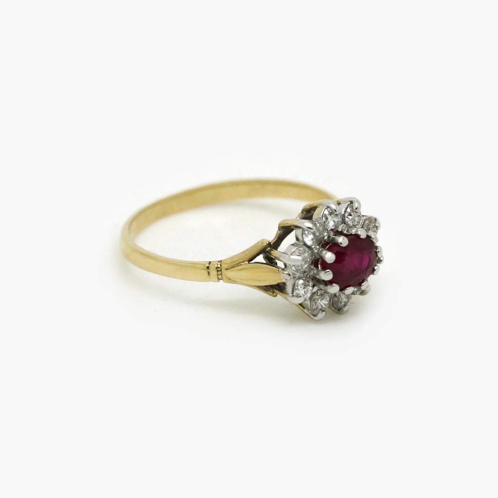 9ct Yellow Gold Ruby and Diamond Cluster Ring