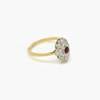 Art Deco Style Ruby & Diamond Cluster Ring - Jordans Jewellers