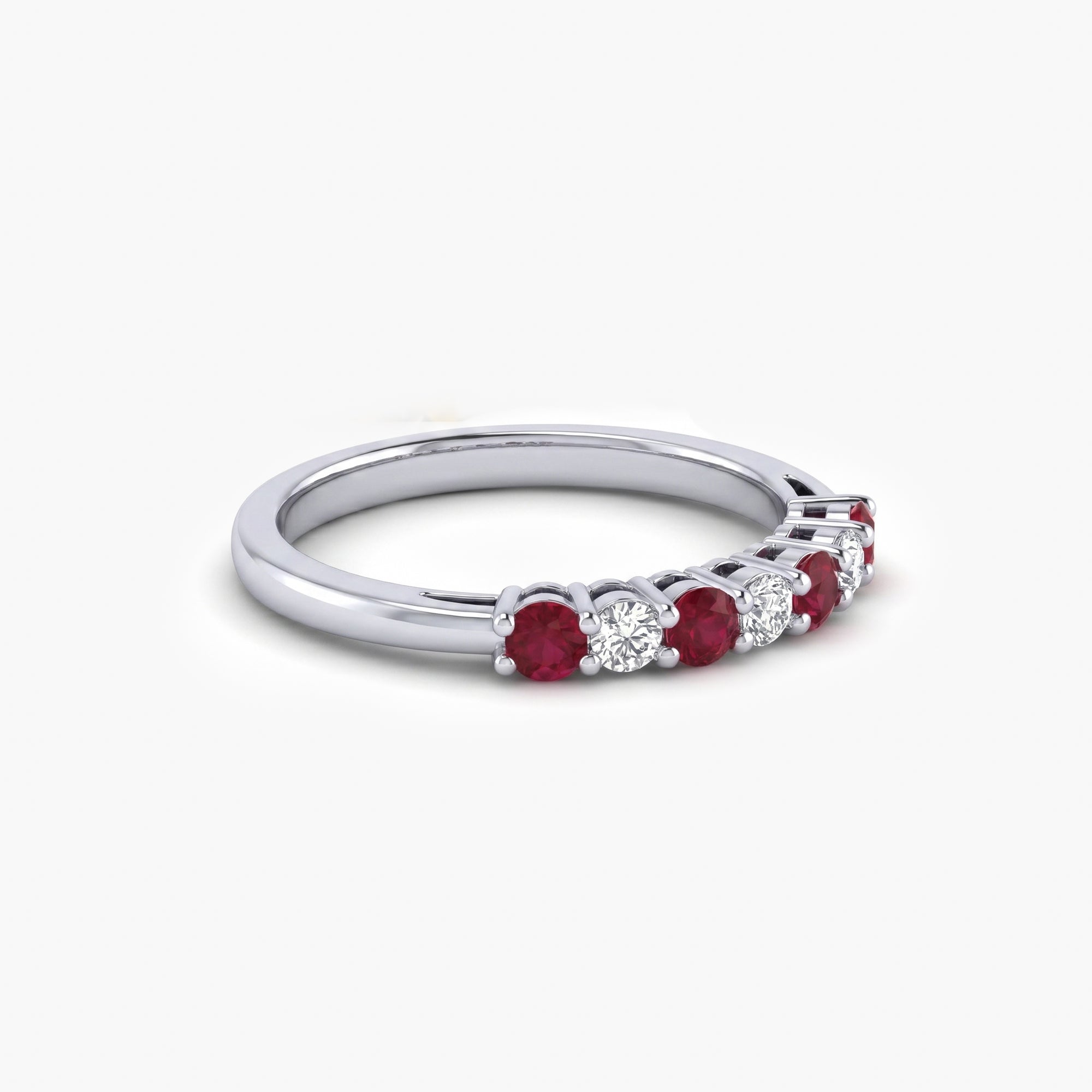 18ct White Gold Diamond and Ruby Half Eternity Ring