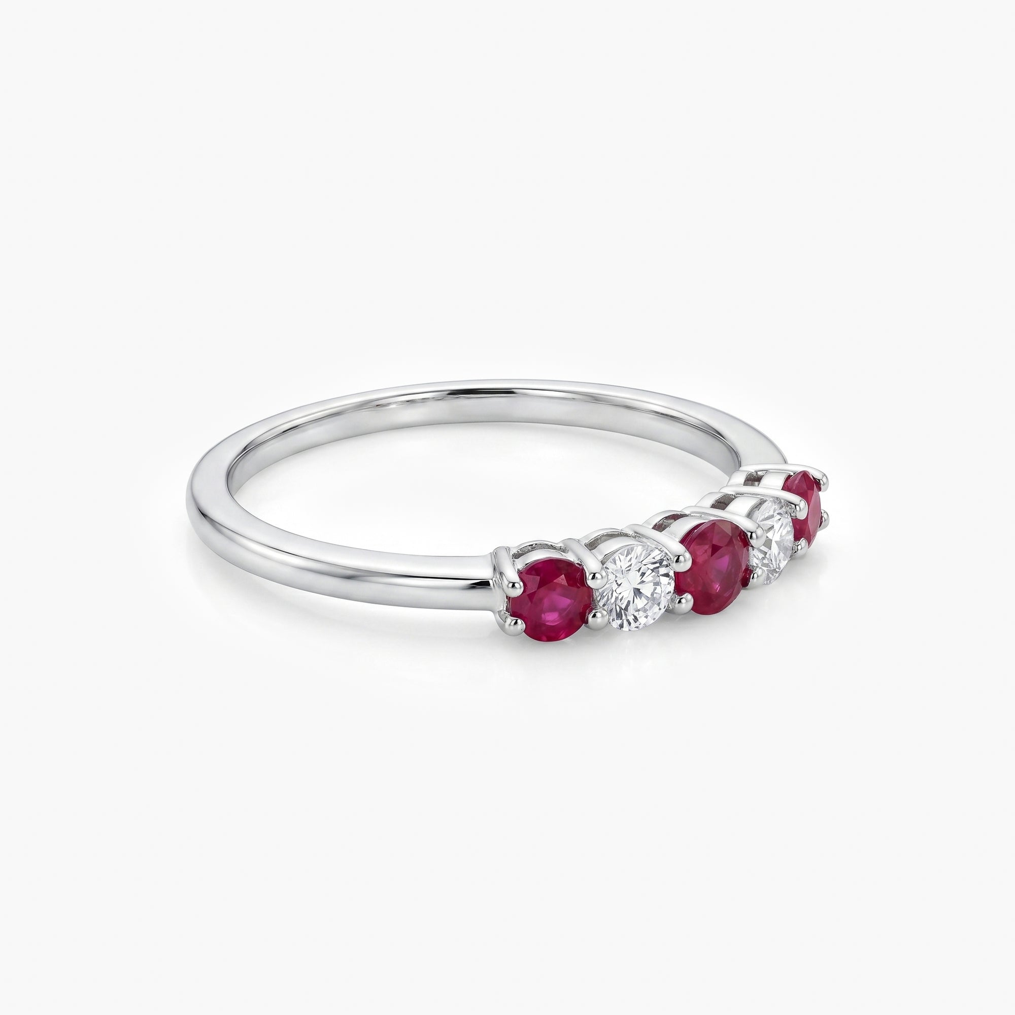 18ct White Gold Ruby & Diamond Half Eternity Ring
