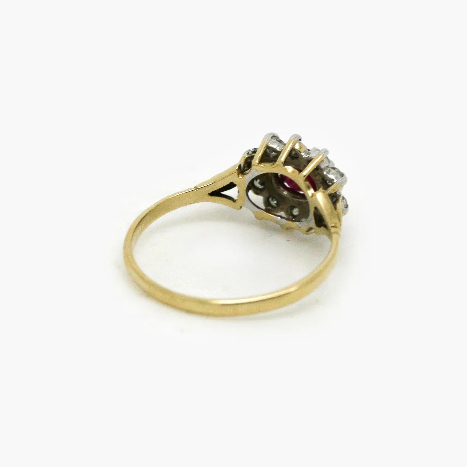 9ct Yellow Gold Ruby and Diamond Cluster Ring