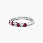 18ct White Gold Diamond and Ruby Half Eternity Ring