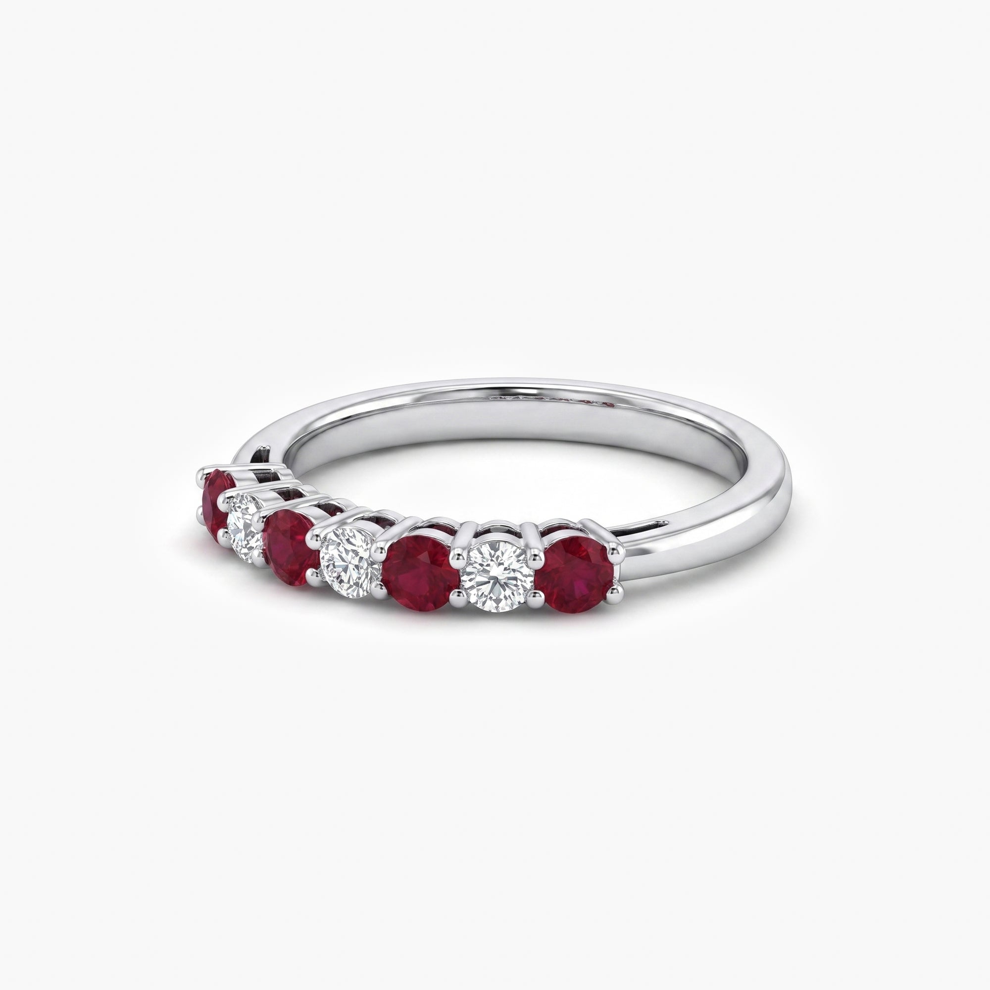18ct White Gold Diamond and Ruby Half Eternity Ring