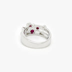 Silver Ruby and CZ Bubble Ring
