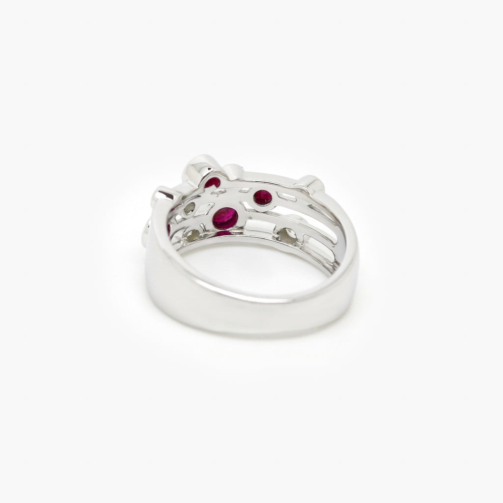 Silver Ruby and CZ Bubble Ring