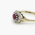9ct Yellow Gold Ruby and Diamond Cluster Ring - Jordans Jewellers