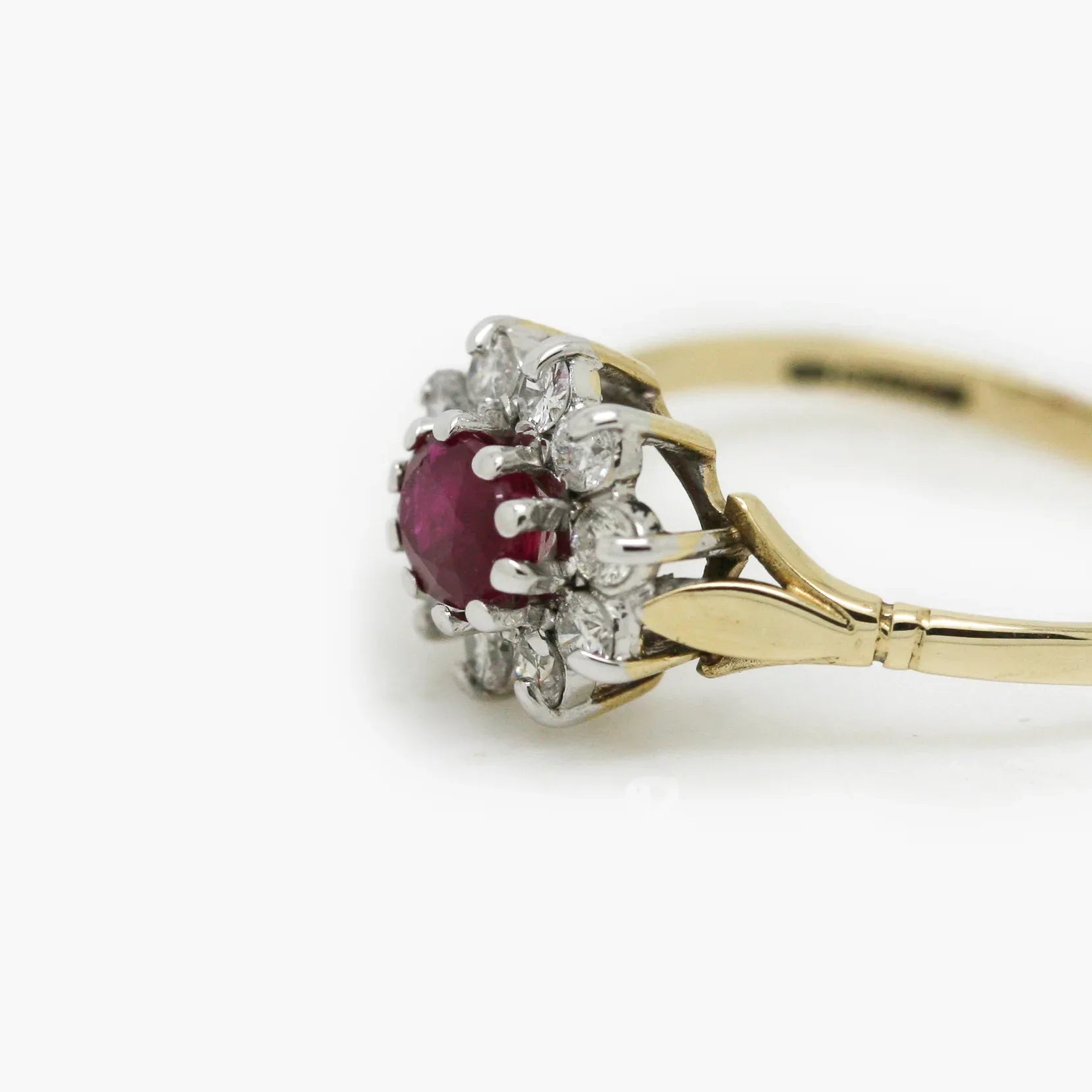 9ct Yellow Gold Ruby and Diamond Cluster Ring