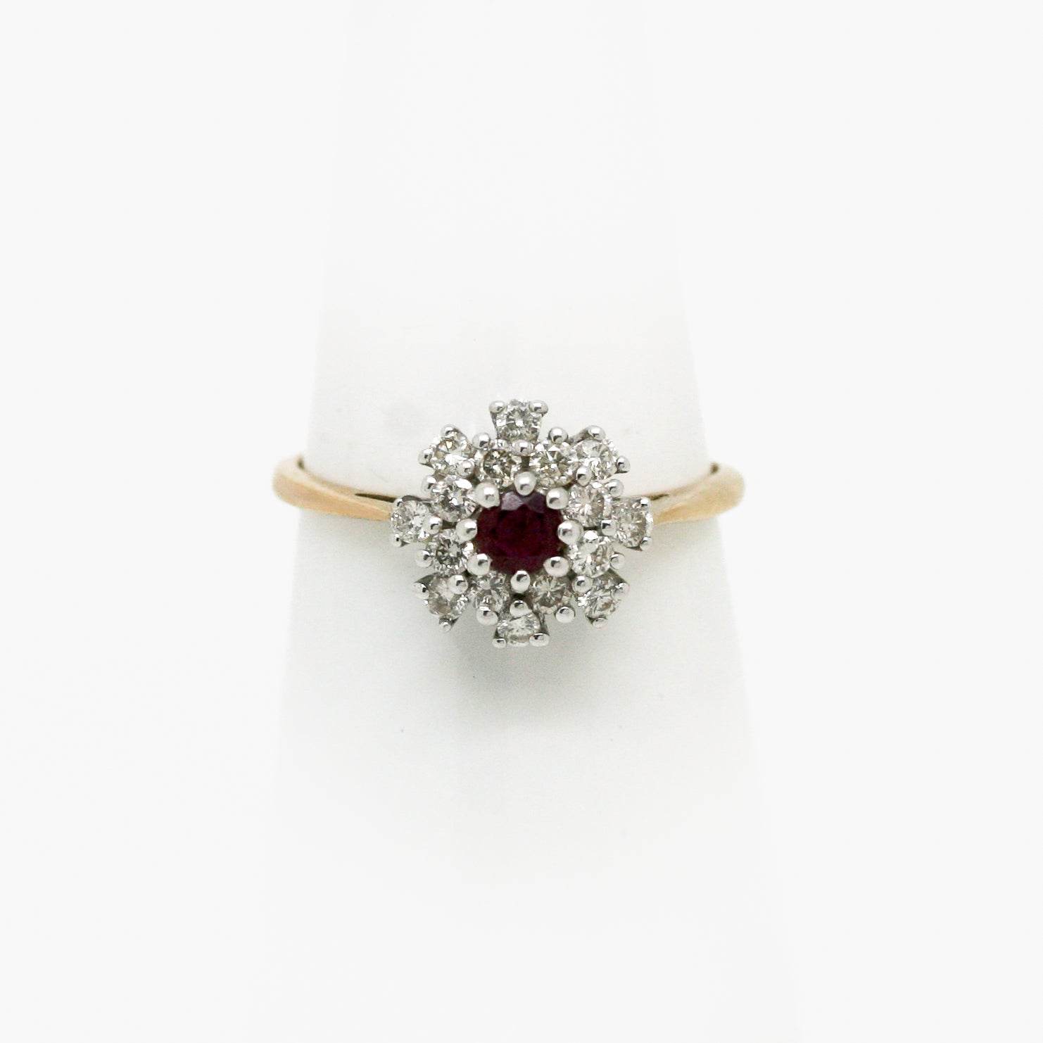 9ct Gold Ruby and Diamond Cluster Ring - Jordans Jewellers