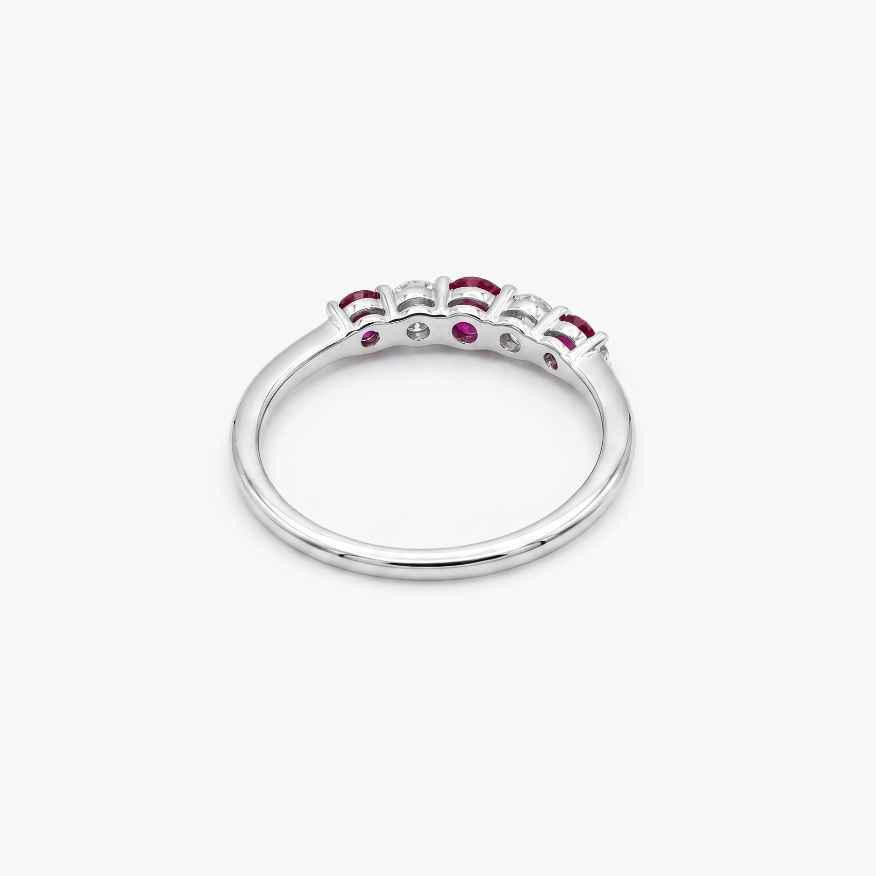 18ct White Gold Ruby & Diamond Half Eternity Ring