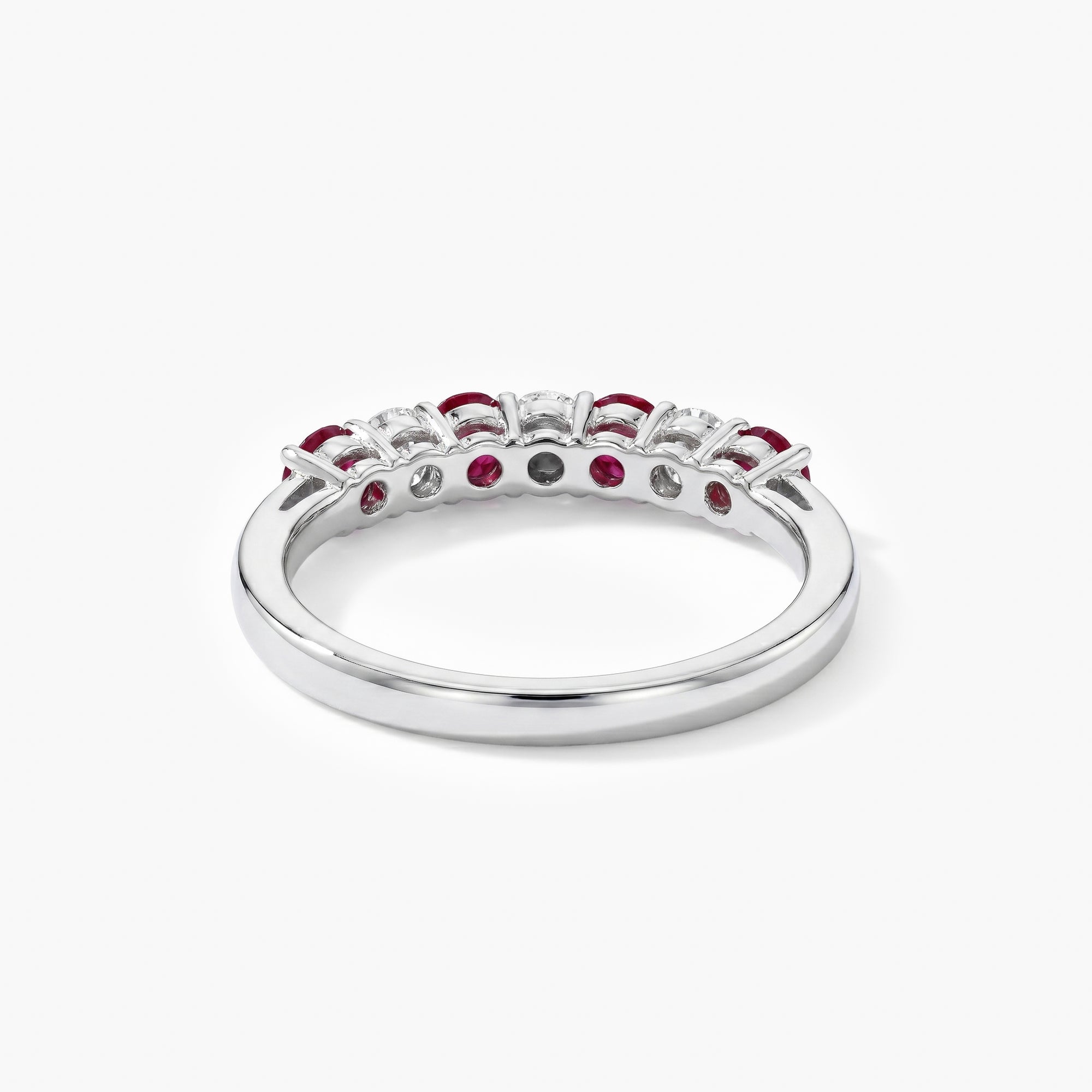 18ct White Gold Diamond and Ruby Half Eternity Ring