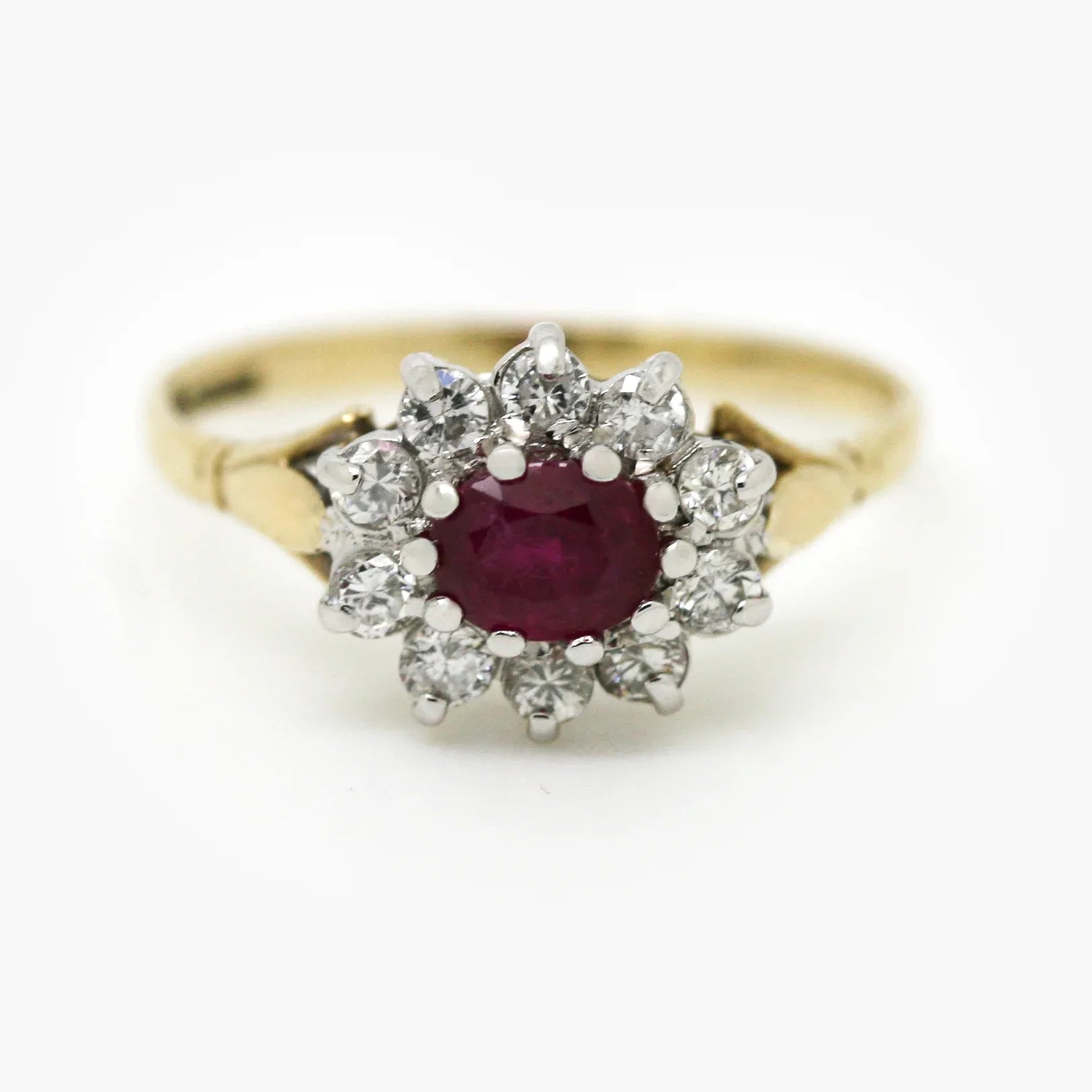 9ct Yellow Gold Ruby and Diamond Cluster Ring
