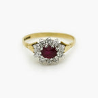 9ct Yellow Gold Ruby and Diamond Cluster Ring - Jordans Jewellers