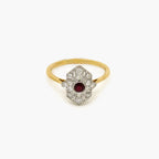 Art Deco Style Ruby & Diamond Cluster Ring - Jordans Jewellers