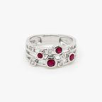 Silver Ruby and CZ Bubble Ring