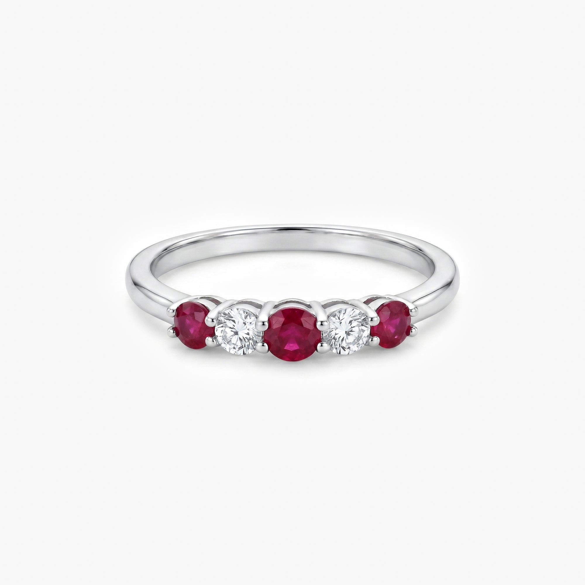 18ct White Gold Ruby & Diamond Half Eternity Ring