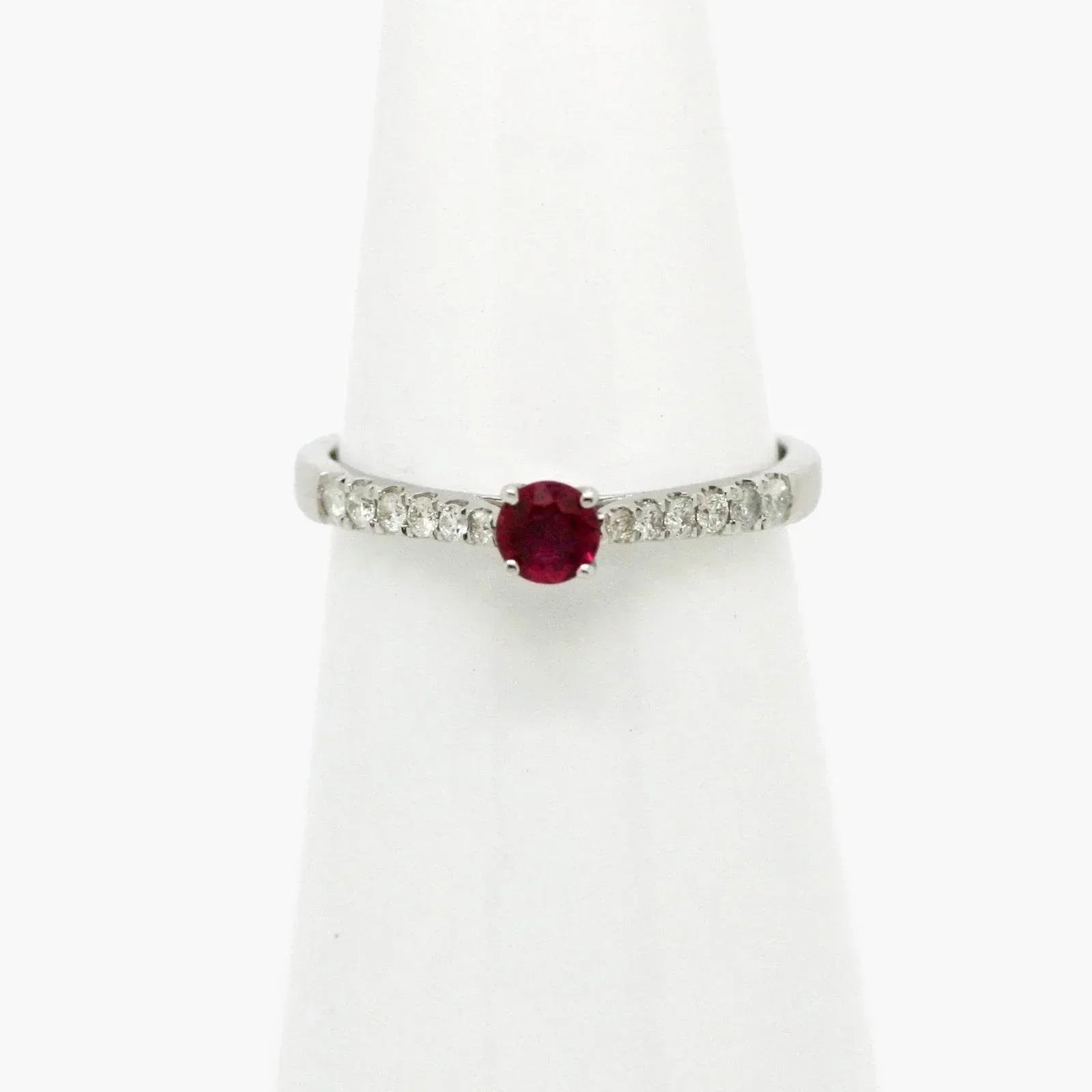 Ruby Solitaire With Diamond Shoulder Detail - 14ct White Gold - Jordans Jewellers