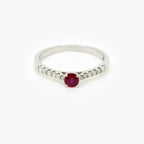 Ruby Solitaire With Diamond Shoulder Detail - 14ct White Gold - Jordans Jewellers