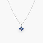 18ct White Gold Sapphire & Diamond Four-Leaf Clover Pendant Necklace