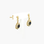 9ct Yellow Gold Sapphire and CZ Cluster Drop Earrings - Jordans Jewellers