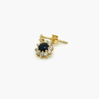 9ct Yellow Gold Sapphire and CZ Cluster Drop Earrings - Jordans Jewellers