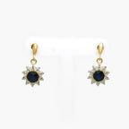 9ct Yellow Gold Sapphire and CZ Cluster Drop Earrings - Jordans Jewellers