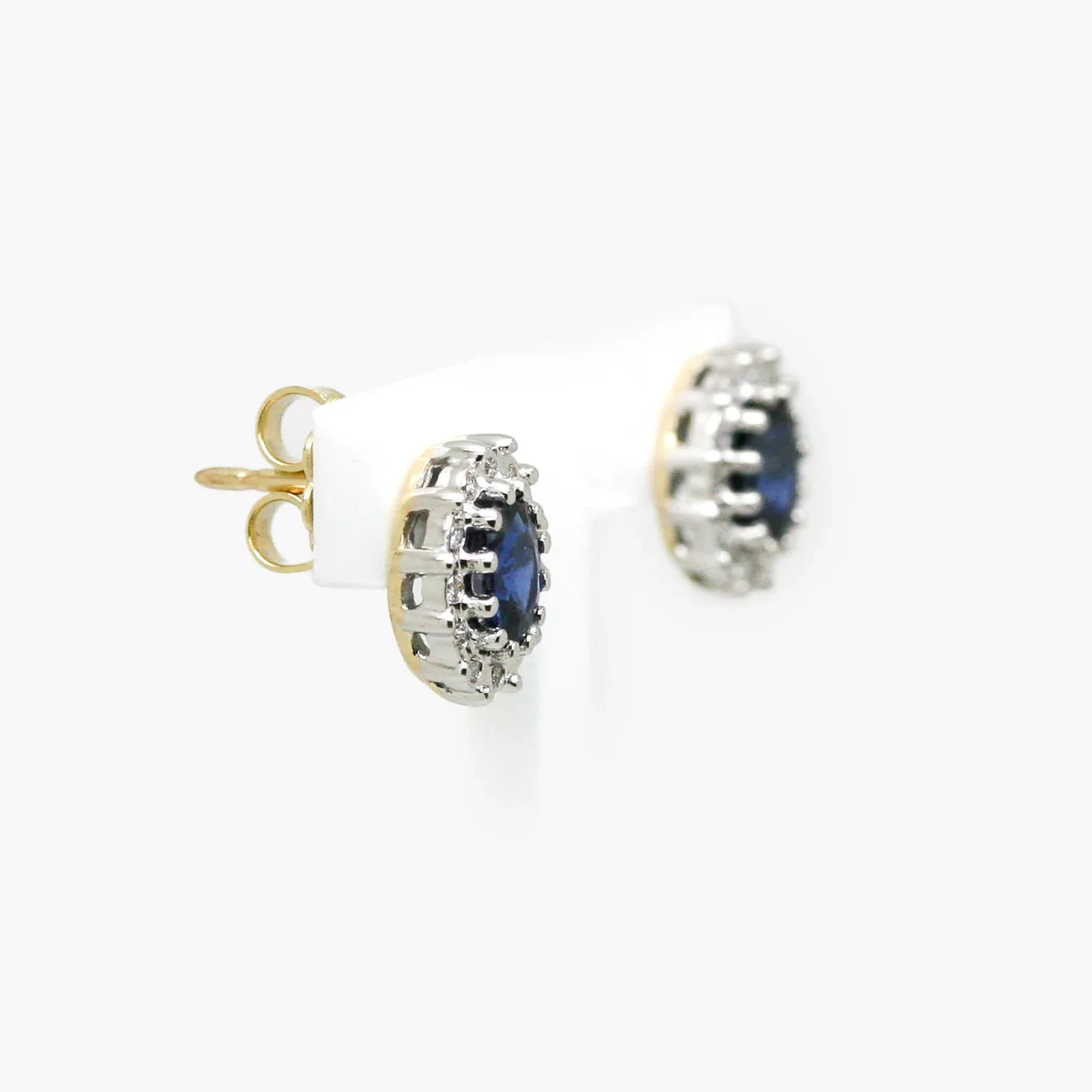 9ct Gold Sapphire and Diamond Stud Earrings - Jordans Jewellers