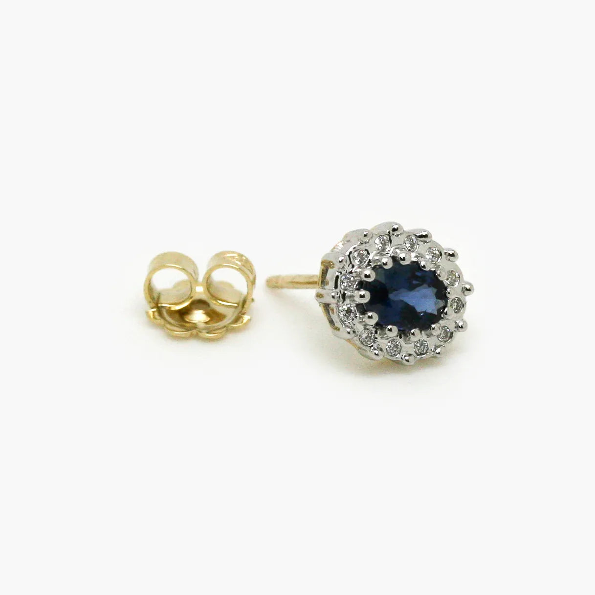 9ct Gold Sapphire and Diamond Stud Earrings - Jordans Jewellers