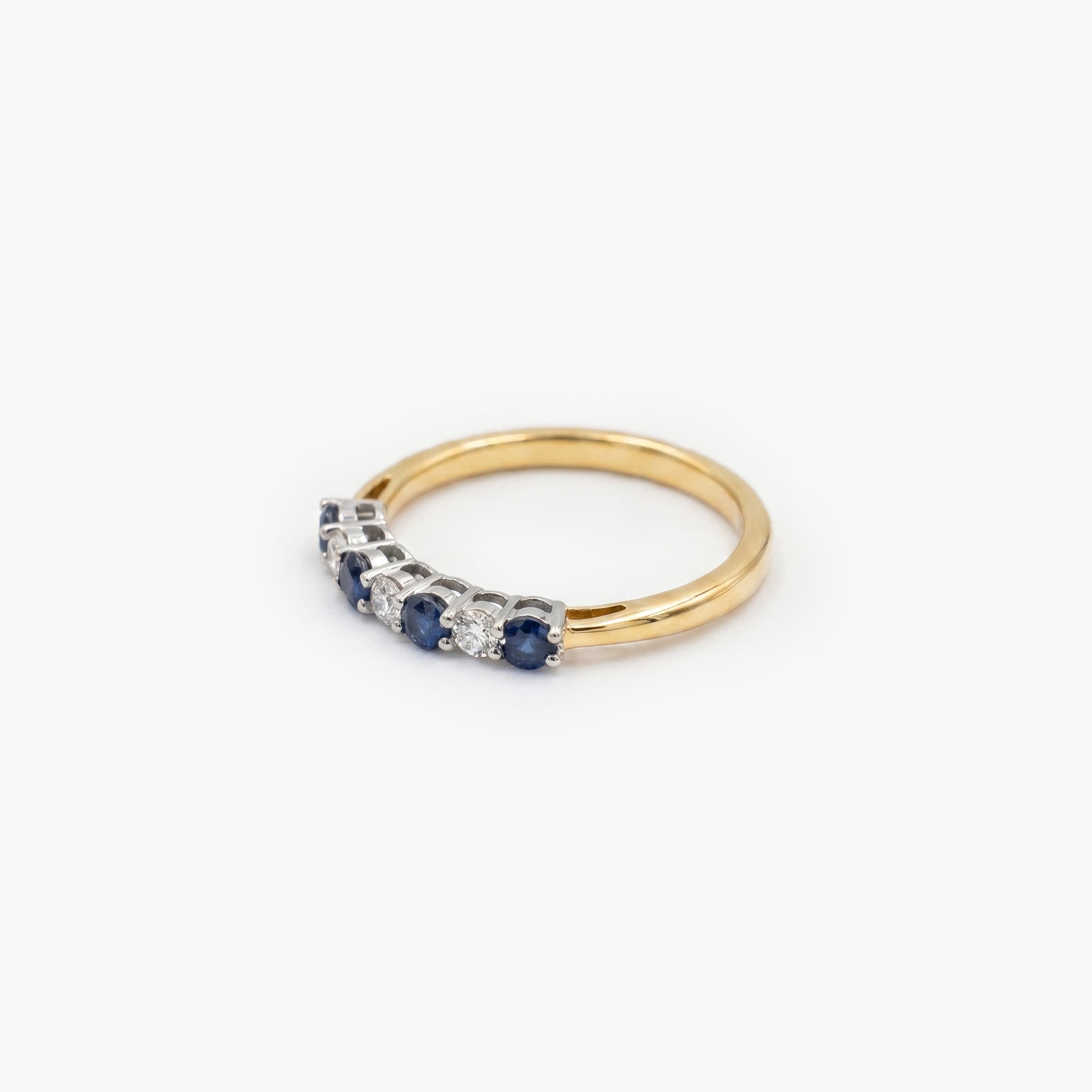 18ct Yellow Gold Sapphire & Diamond 7-Stone Half Eternity Ring
