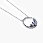 9ct White Gold Sapphire and Diamond Circle Pendant Necklace - Jordans Jewellers