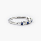 9ct White Gold Sapphire & Diamond Half Eternity Ring