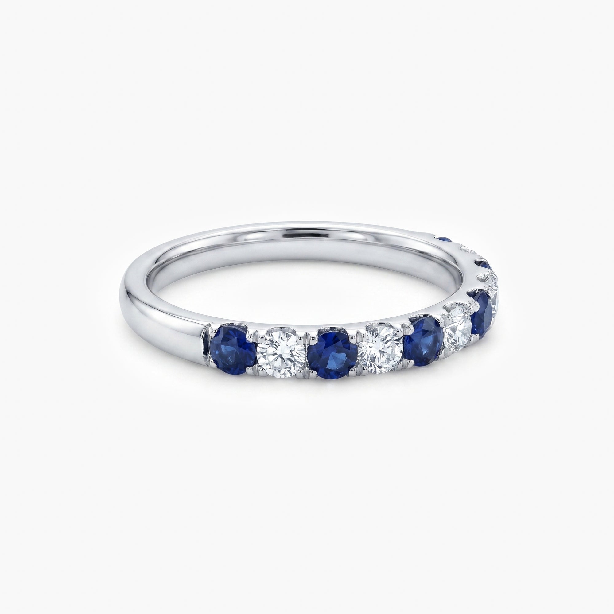 Platinum Diamond and Sapphire Half Eternity Ring