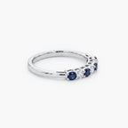 18ct White Gold Sapphire & Diamond 7-Stone Half Eternity Ring