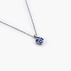 18ct White Gold Sapphire & Diamond Four-Leaf Clover Pendant Necklace