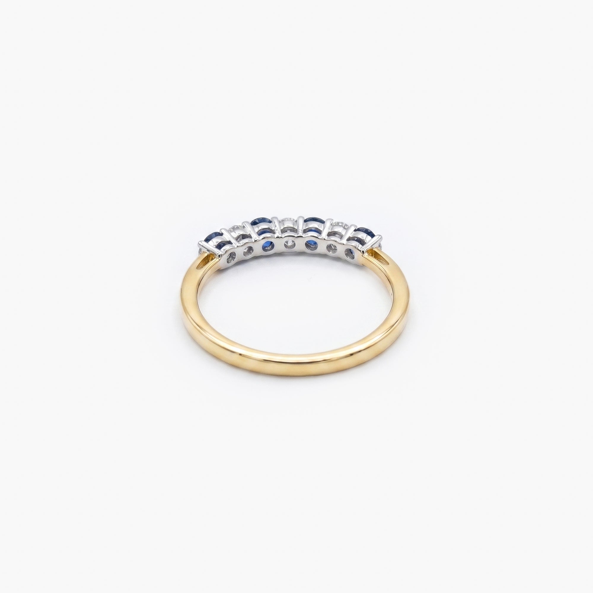 18ct Yellow Gold Sapphire & Diamond 7-Stone Half Eternity Ring