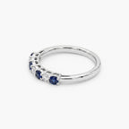 18ct White Gold Sapphire & Diamond 7-Stone Half Eternity Ring
