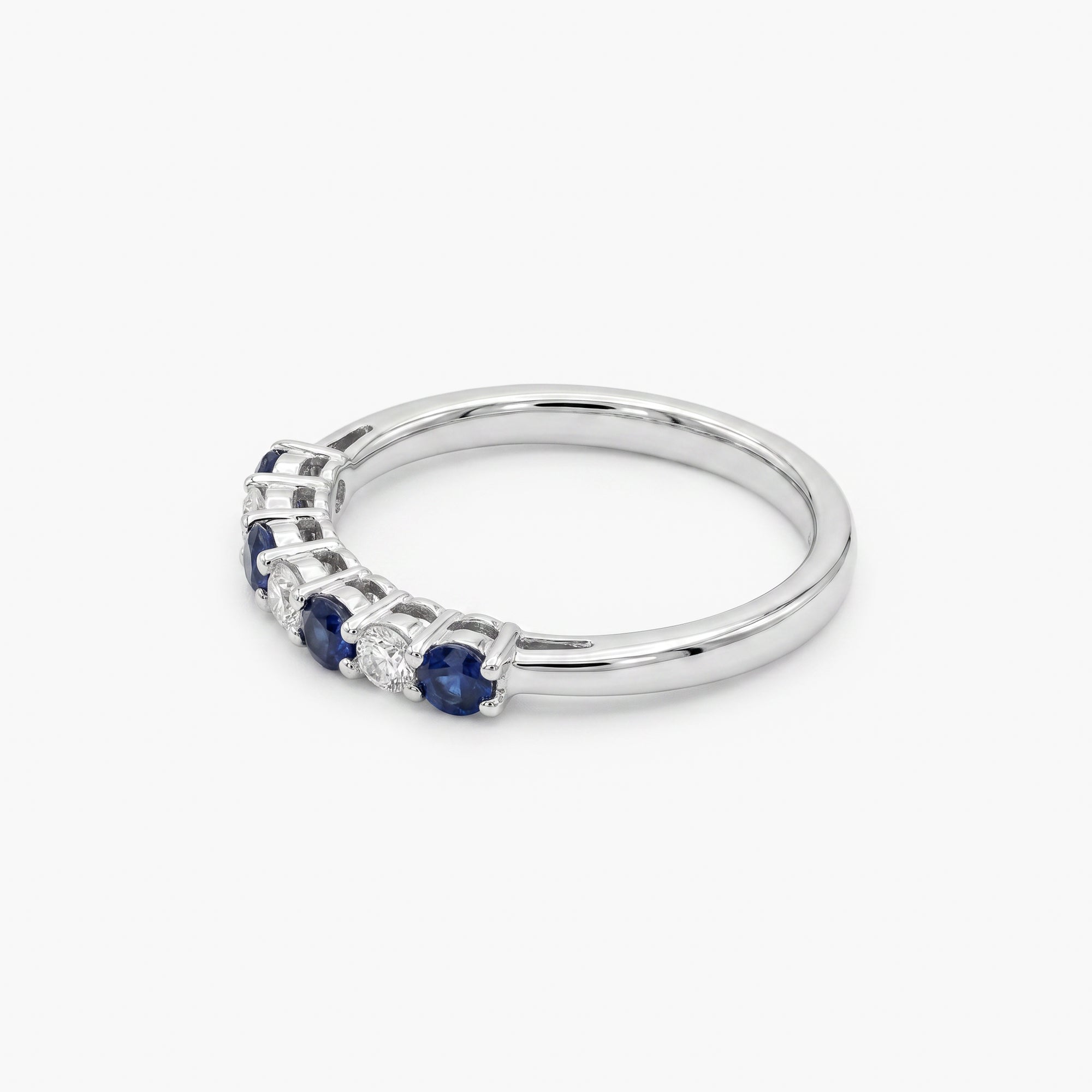 18ct White Gold Sapphire & Diamond 7-Stone Half Eternity Ring