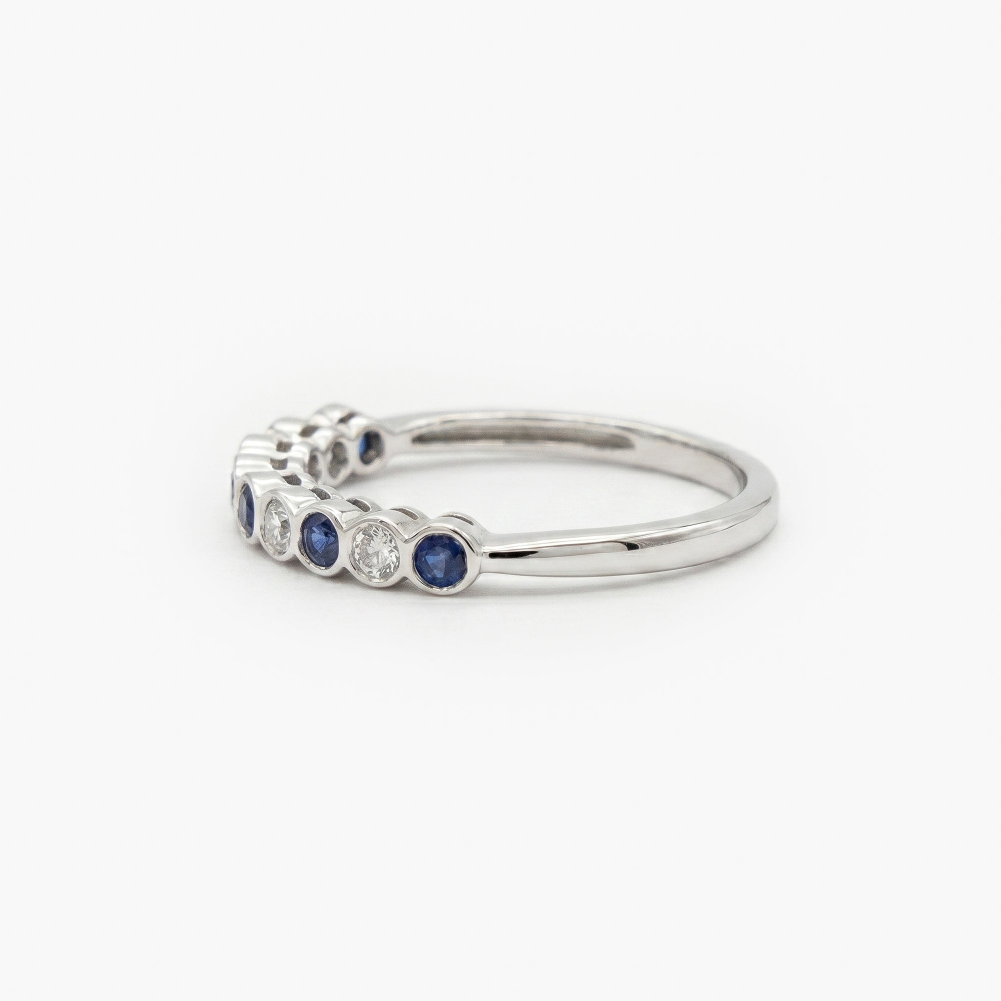 9ct White Gold Sapphire & Diamond Half Eternity Ring