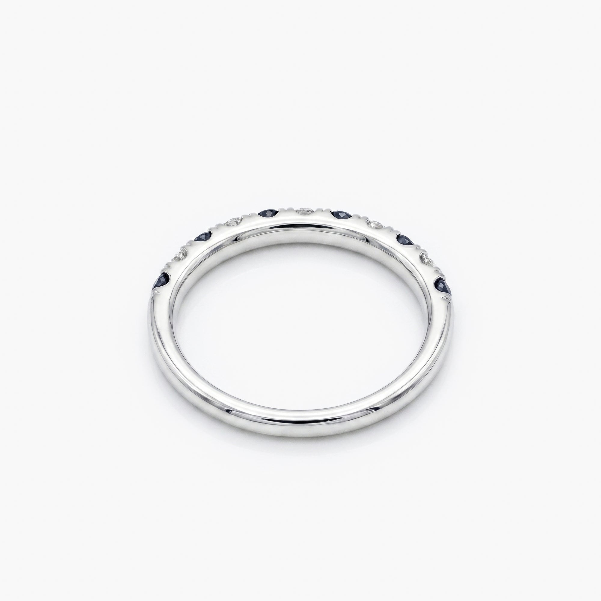 Platinum Diamond and Sapphire Half Eternity Ring